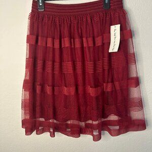 Burgundy Lace Flare Skirt